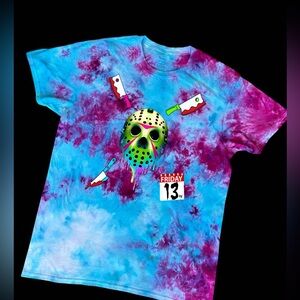 Friday The 13th Jason Voorhess Professionally Tie Dyed Custom T-Shirt- UNISEX